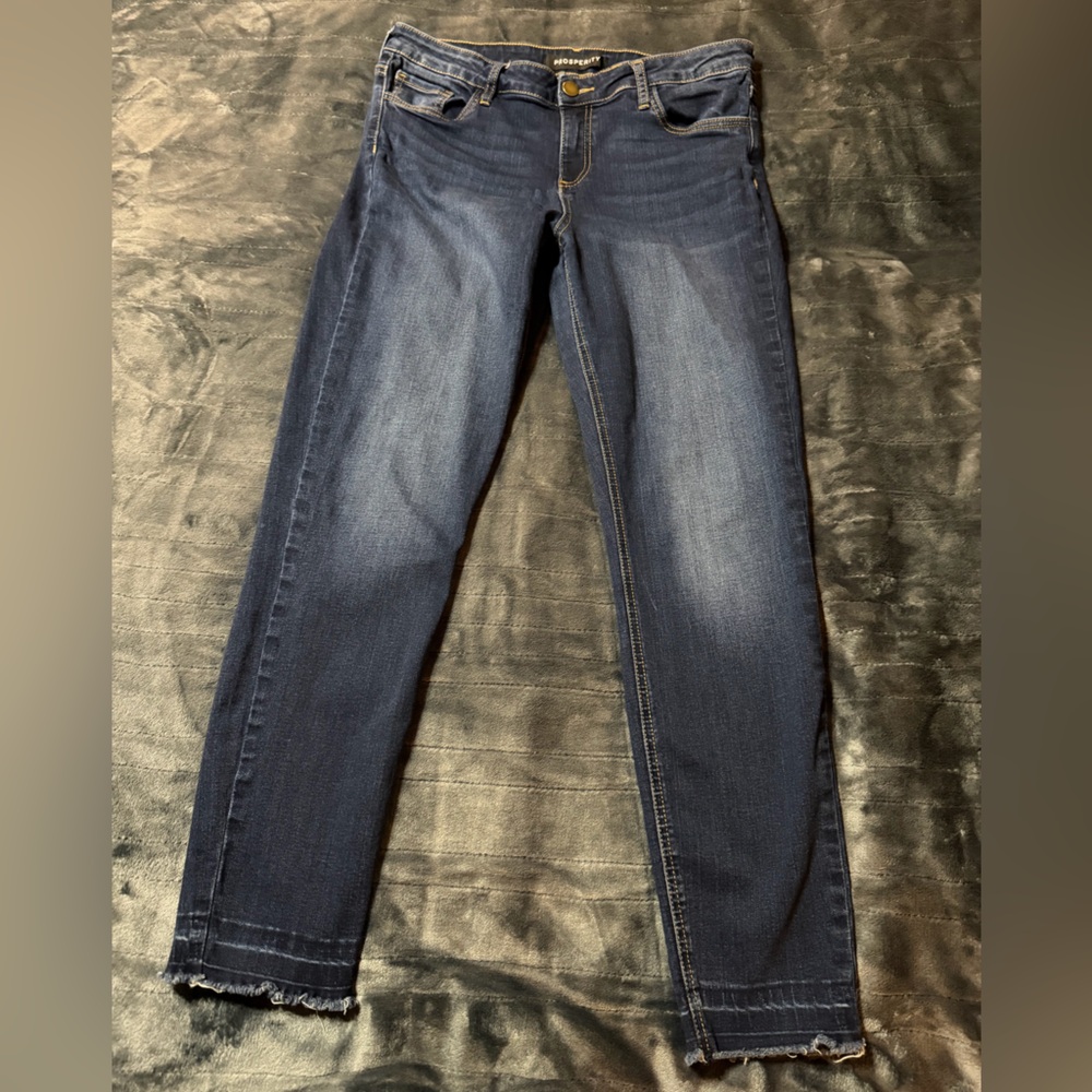Prosperity Women's Blue Jeans with distressed  hems